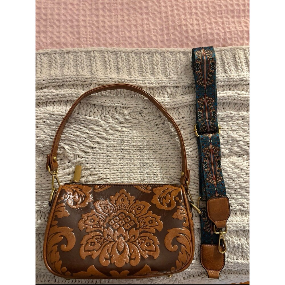 Embossed leather handbag